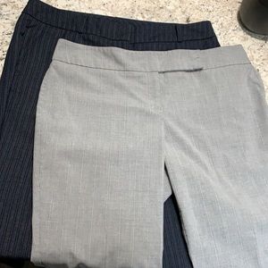 Lot of 2 New York and Company pants trousers women 8 regular grey blue stripes